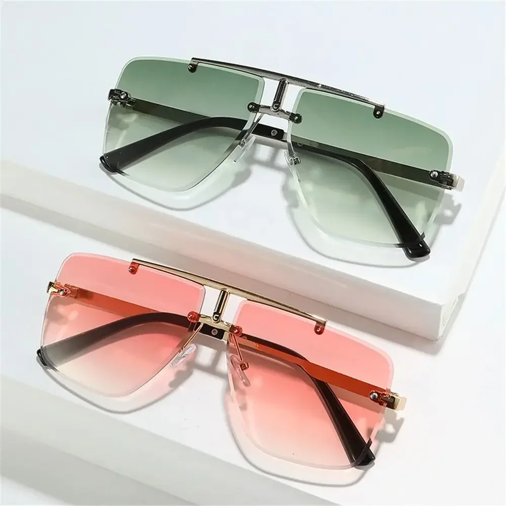 Sunglasses Oversized Square - Vintage Double Bridge Sunglasses Oversized Men's