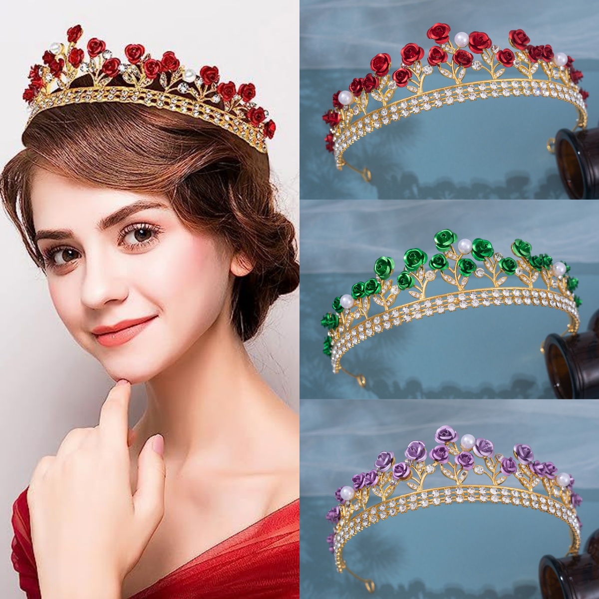 Women'S Wedding Accessories - Baroque Ceramic Bridal Crown Rhinestone Prom