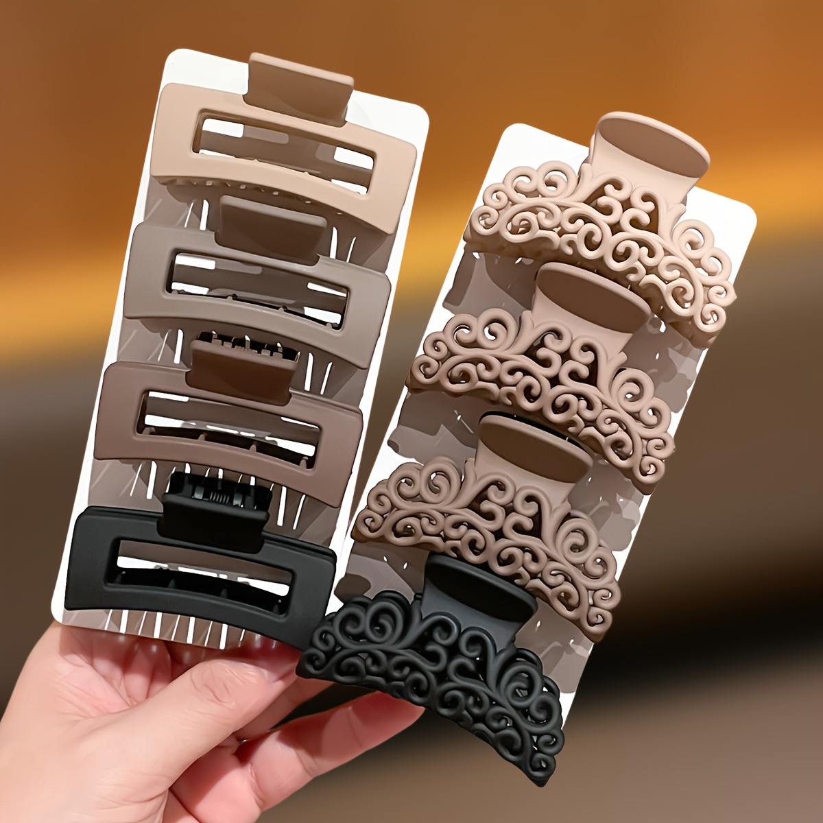 8Pcs Women's Square Patterned  - đánh giá và giá Hair Claw Clip Set