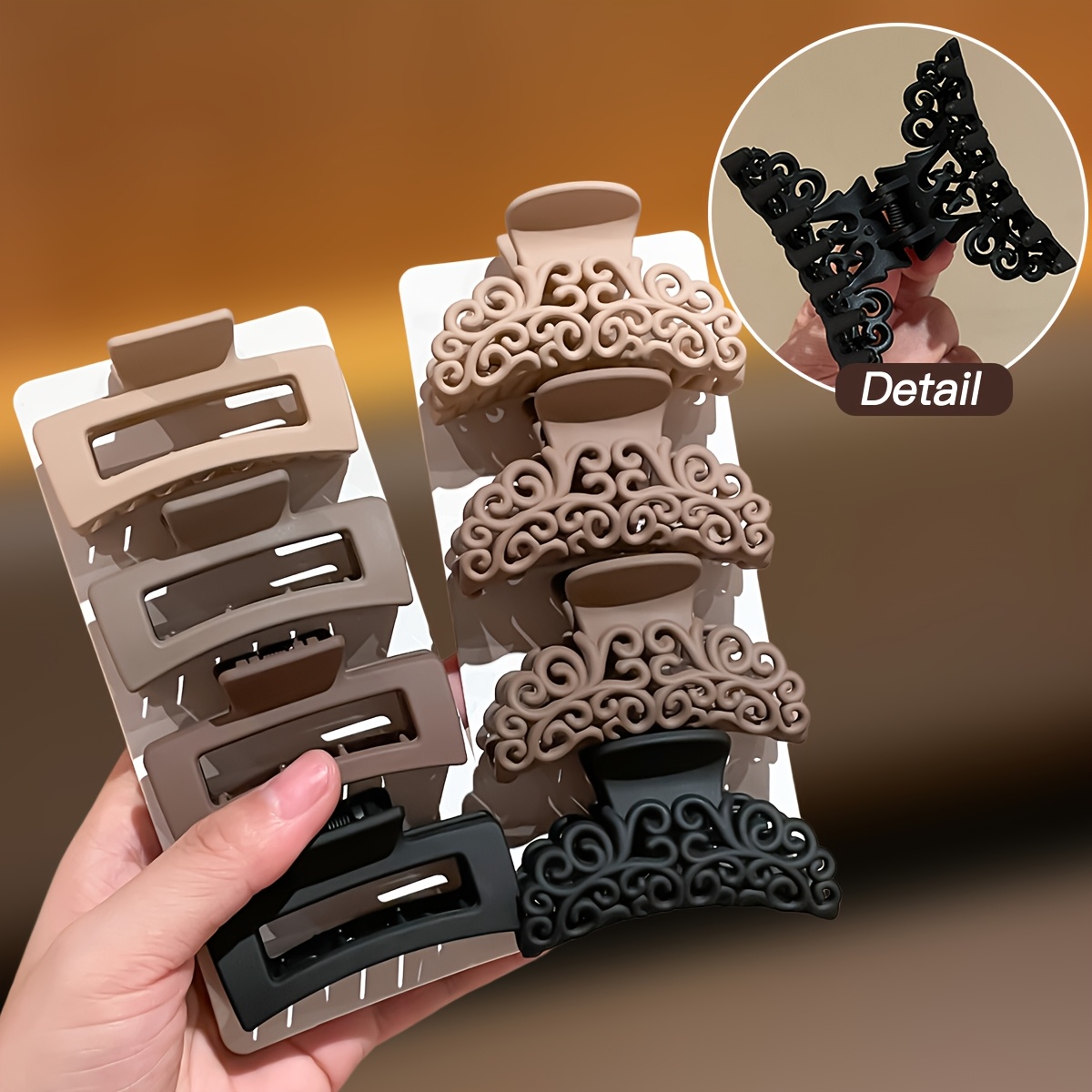 8Pcs Women's Square Patterned  - đánh giá và giá Hair Claw Clip Set