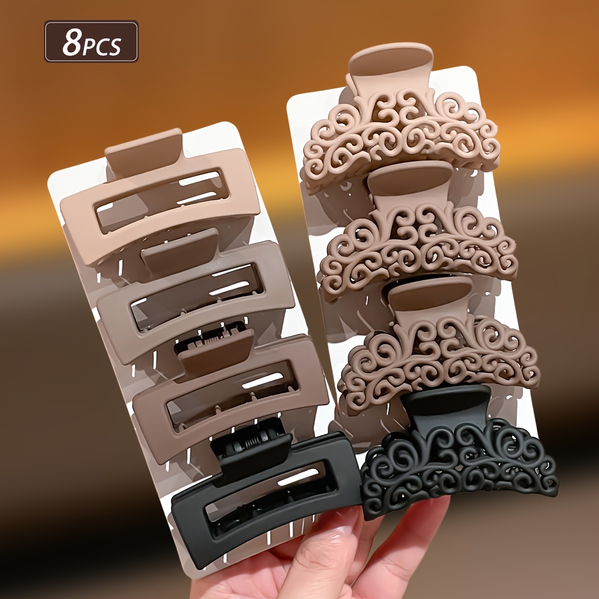 8Pcs Women's Square Patterned  - đánh giá và giá Hair Claw Clip Set