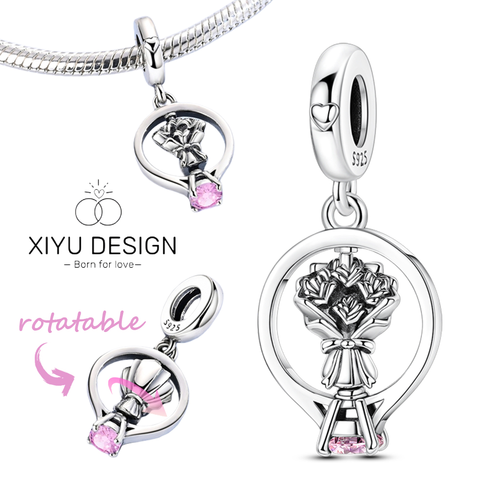 925 Silver Charm Bead Rotatabl - đánh giá và giá Women Accessories Bouquet