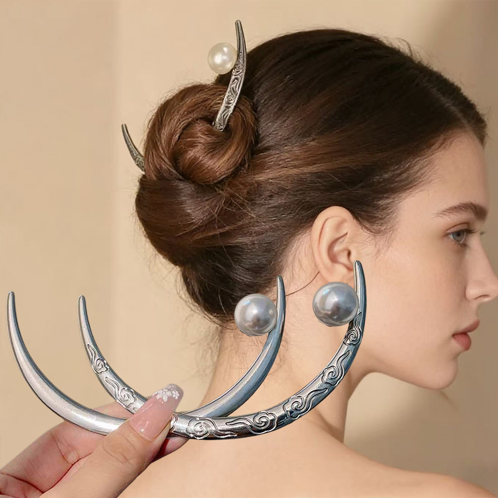 Pearl Hair Stick Crescent Moon - đánh giá và giá Women Accessories On Sale