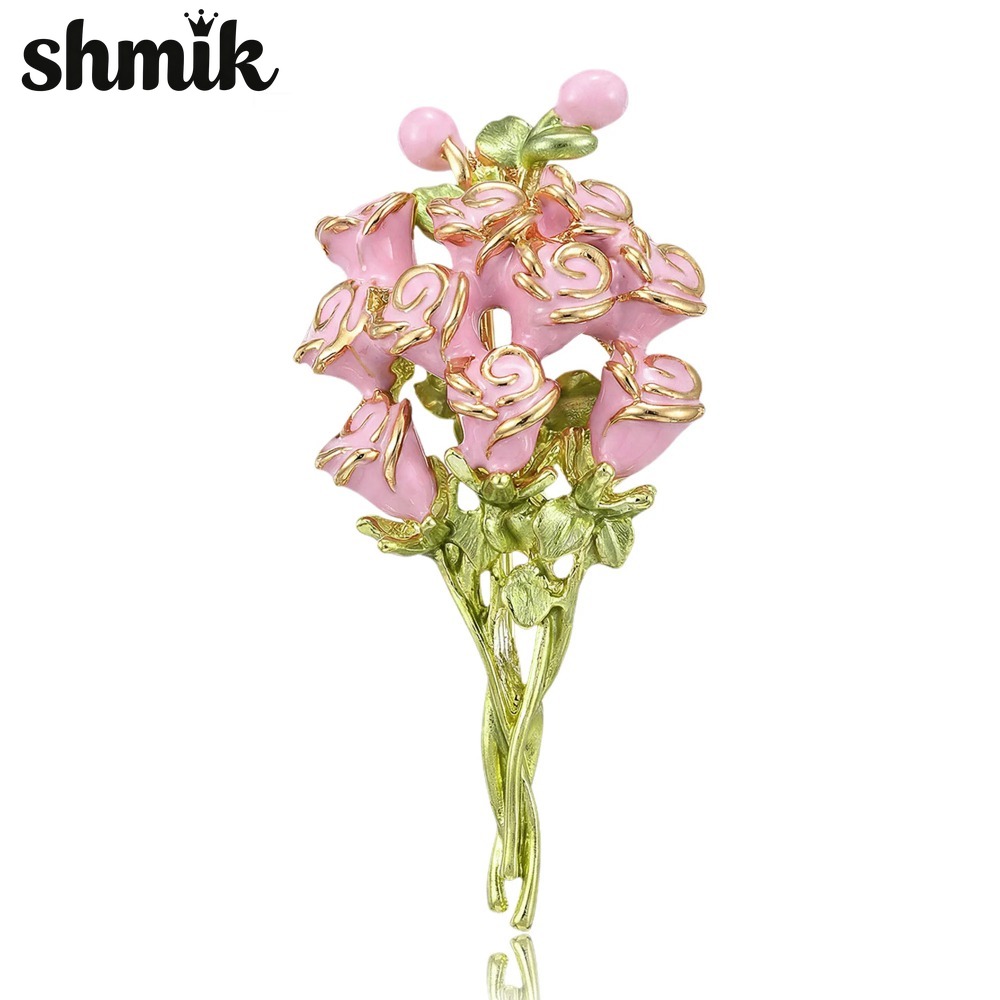 Pink Enamel Rose Bouquet Brooc - đánh giá và giá Women Accessories Bouquet