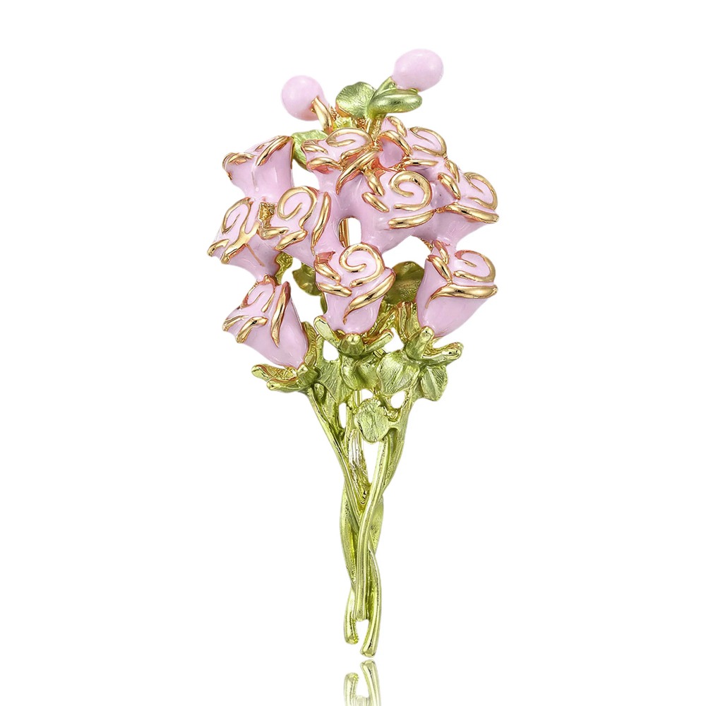 Pink Enamel Rose Bouquet Brooc - đánh giá và giá Women Accessories Bouquet